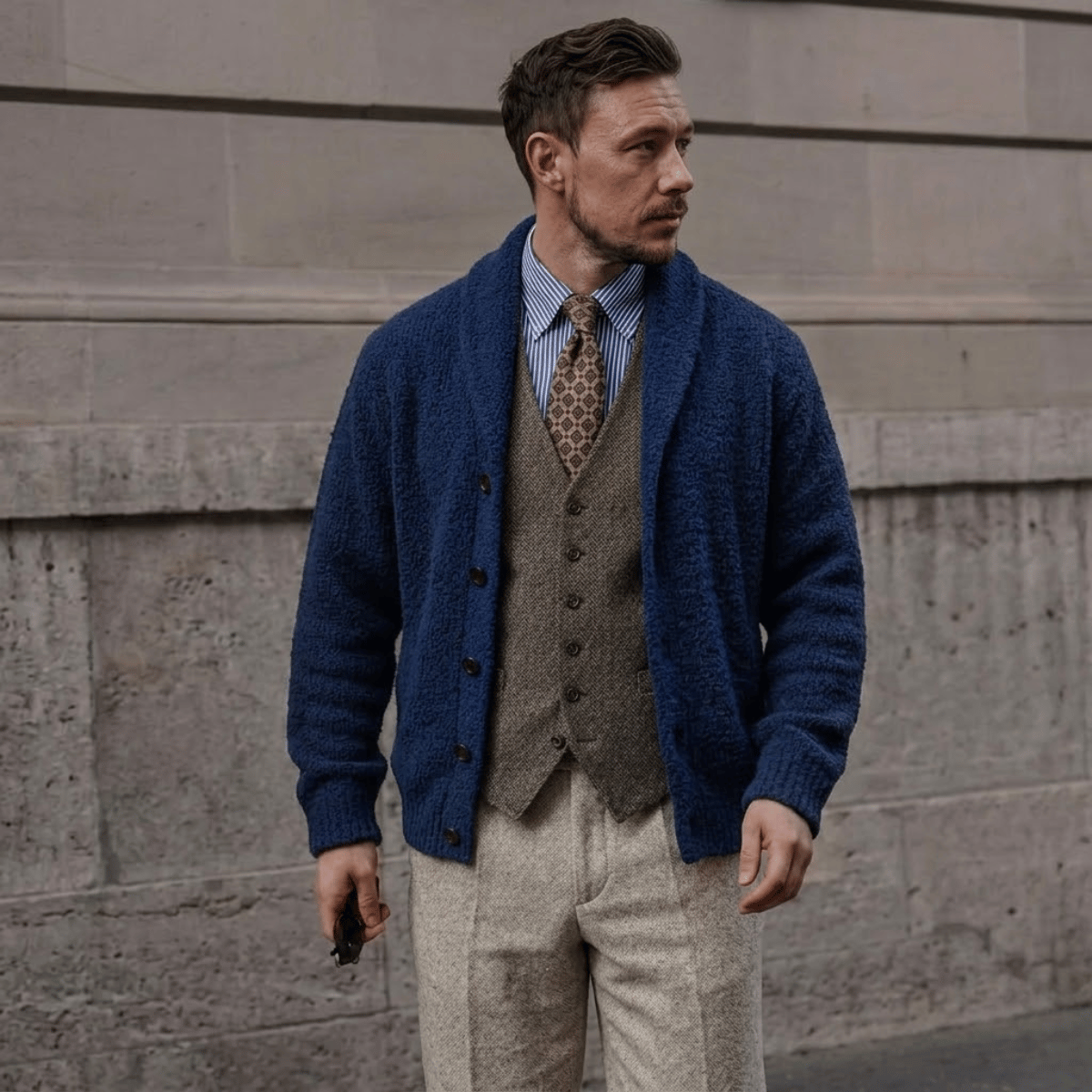 Cardigan Masculino de Tricot com Botão