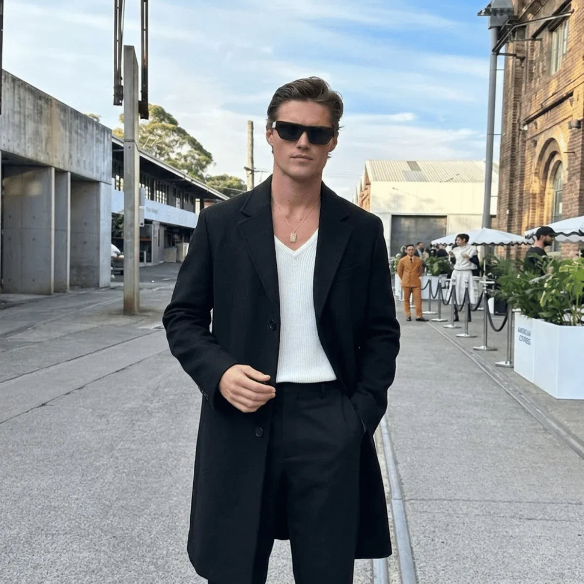 Sobretudo Masculino Longo Elegante