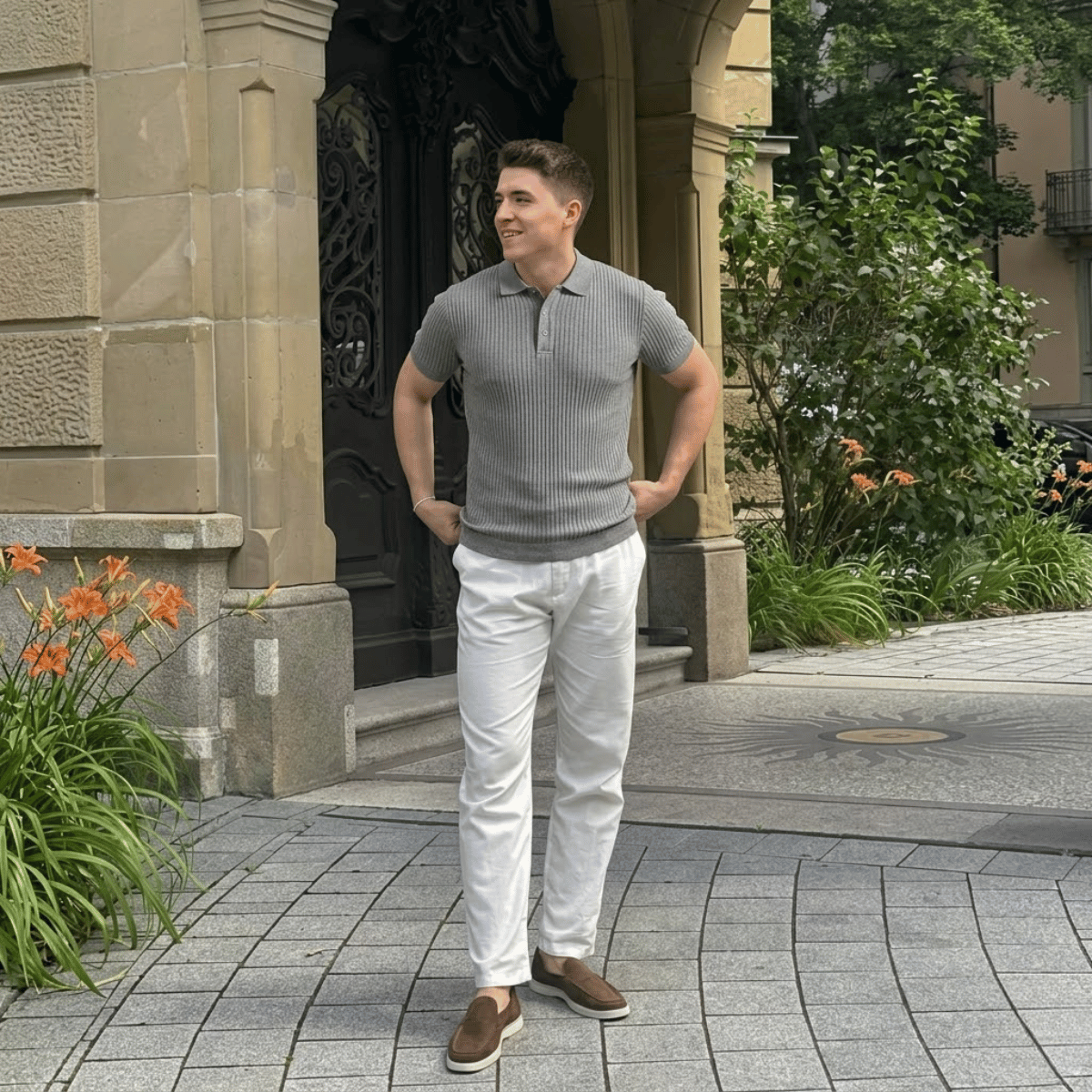 Camisa polo Masculina Canelada Texturizada
