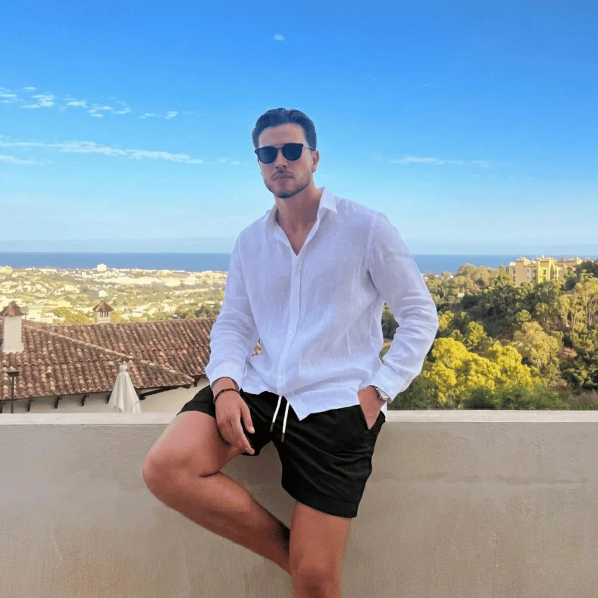 Bermuda de Linho Masculina Lisa