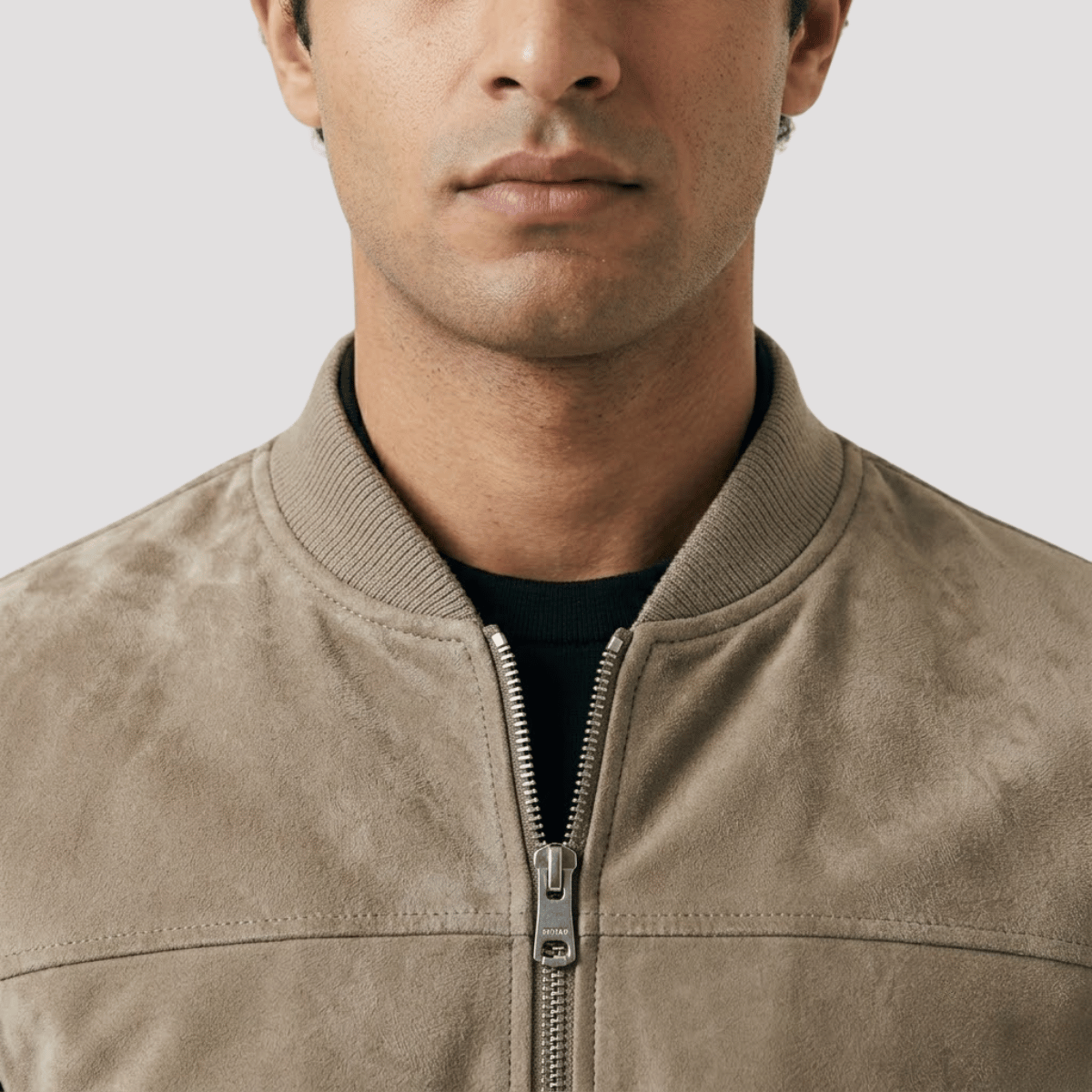 Jaqueta Bomber Masculina de Camurça com Ziper