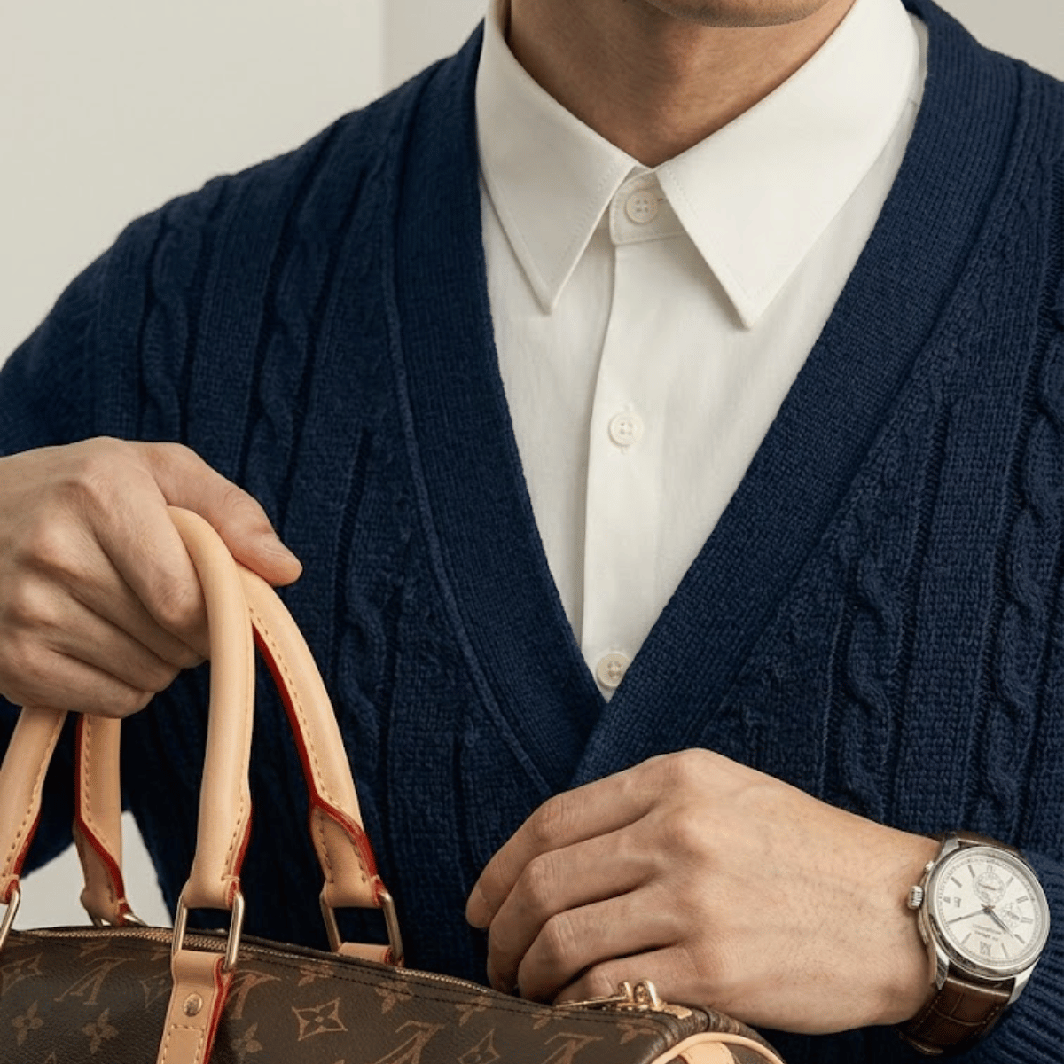 Suéter masculino de Tricot com Botão