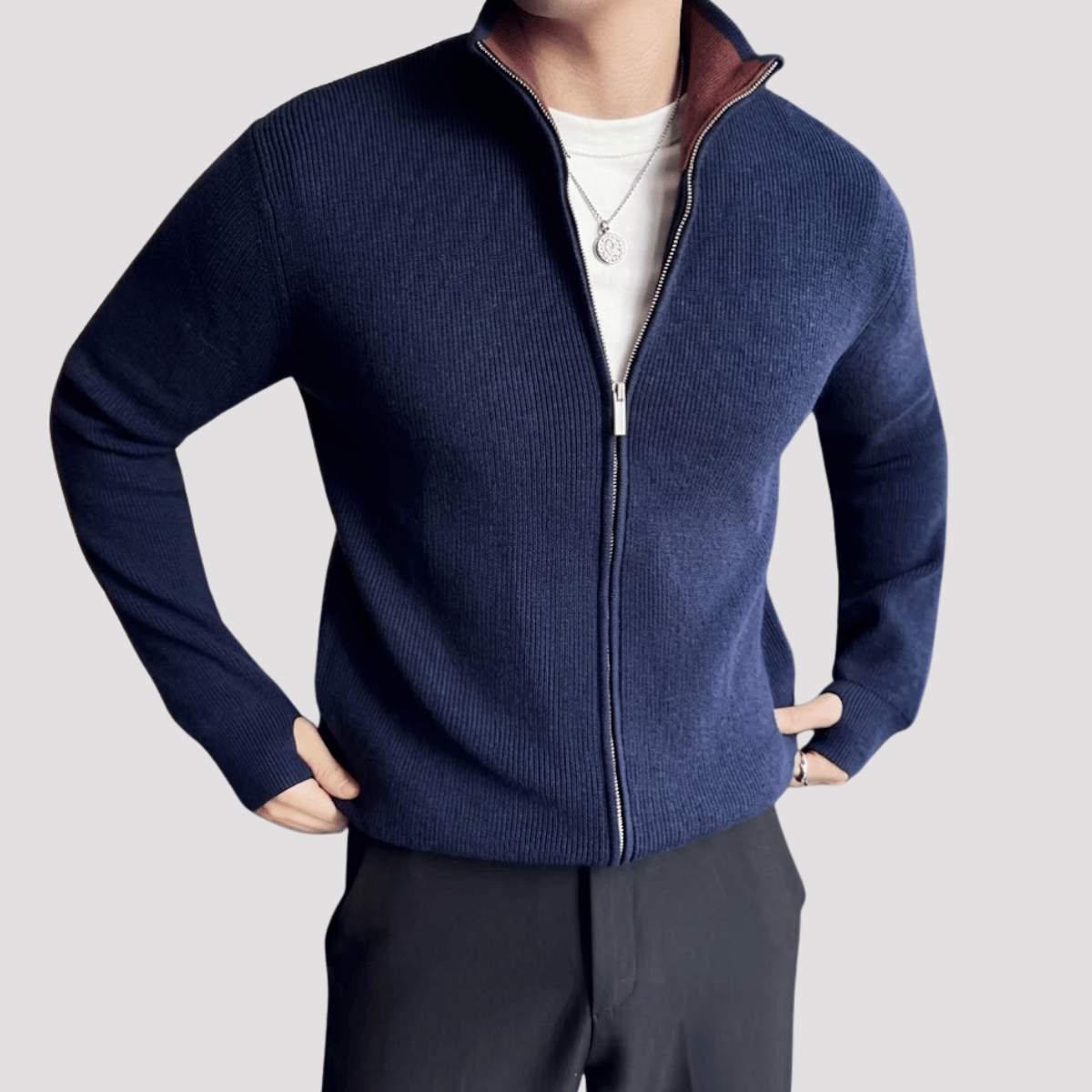 Cardigan Masculino de Tricot com Zíper