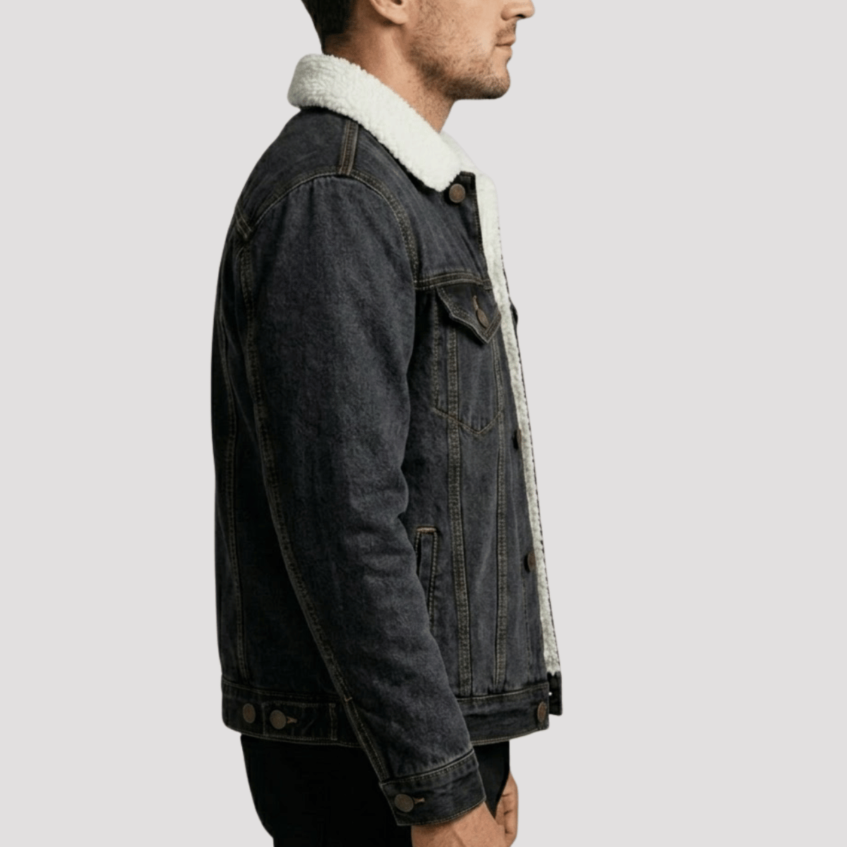 Jaqueta Jeans Masculina Forrada Preta