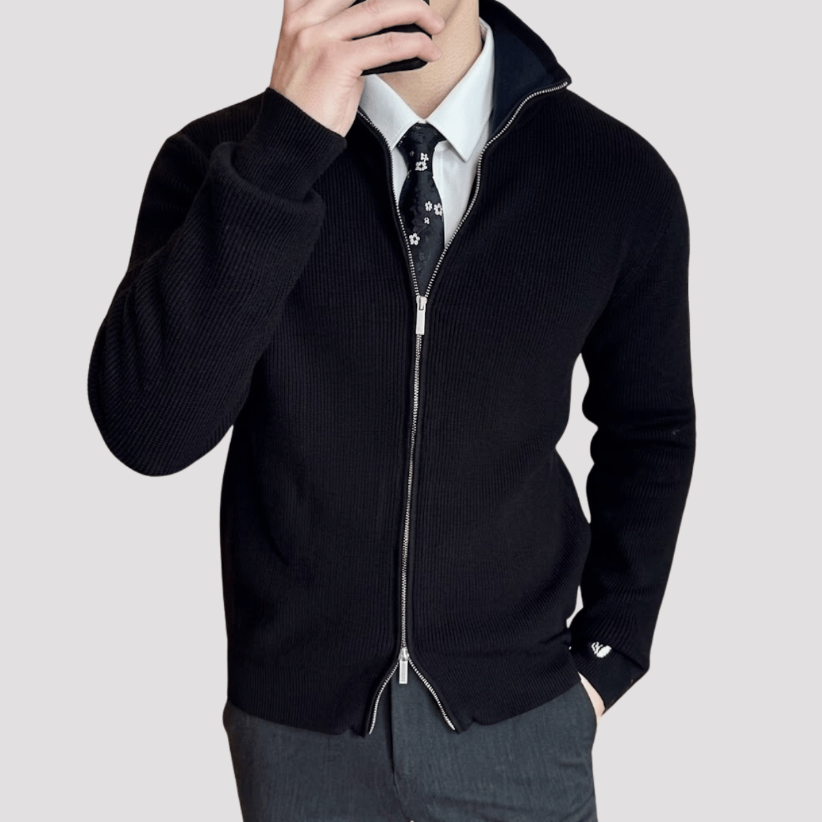 Cardigan Masculino de Tricot com Zíper
