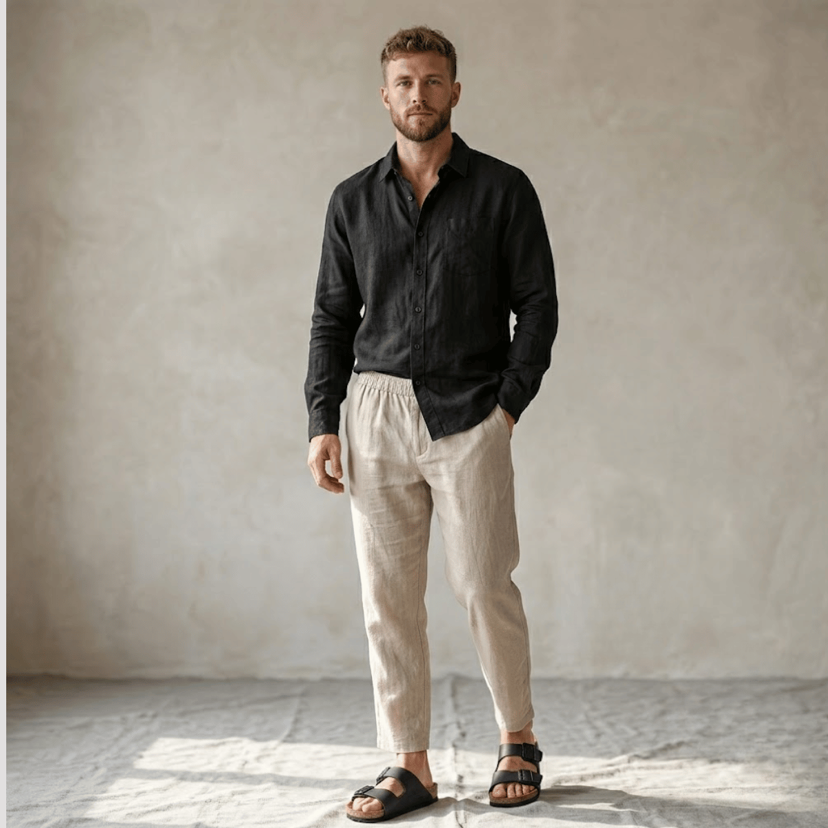 Conjunto Masculino de linho com sandália