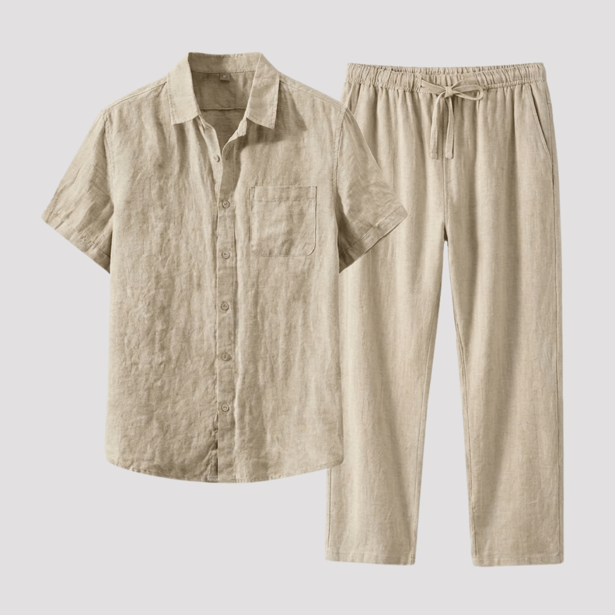 Conjunto Masculino Camisa + Calça de linho Bege
