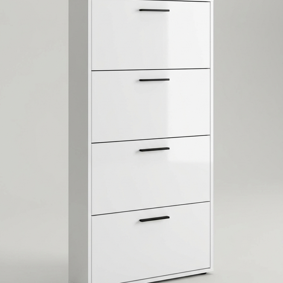 Armário Sapateira Safira 4 Portas MDF branco em fundo neutro