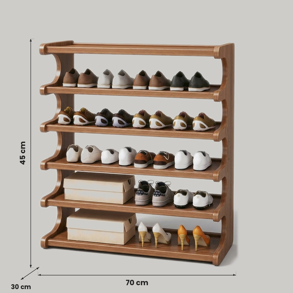 Sapateira Empilhável de Madeira - medidas: Altura 45cm, Largura 70cm, Profundidade 30cm
