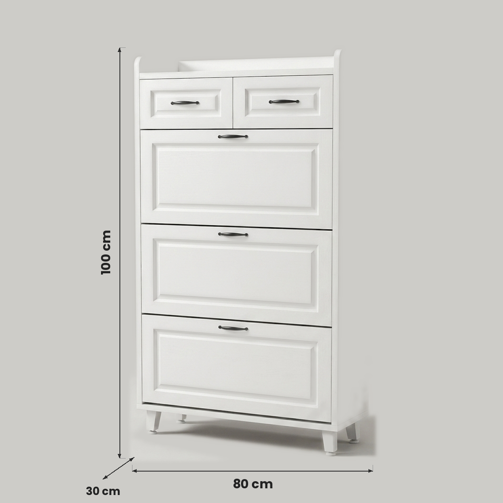 Sapateira de Madeira MDF 100cm - medidas: Altura 100cm, Largura 80cm, Profundidade 30cm