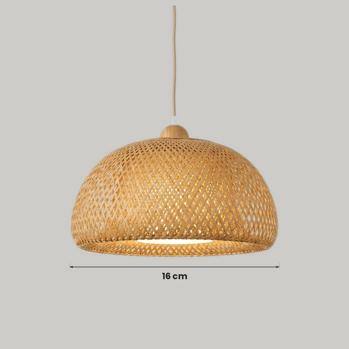 Lustre Bambu Wood - medidas: Diâmetro 16cm