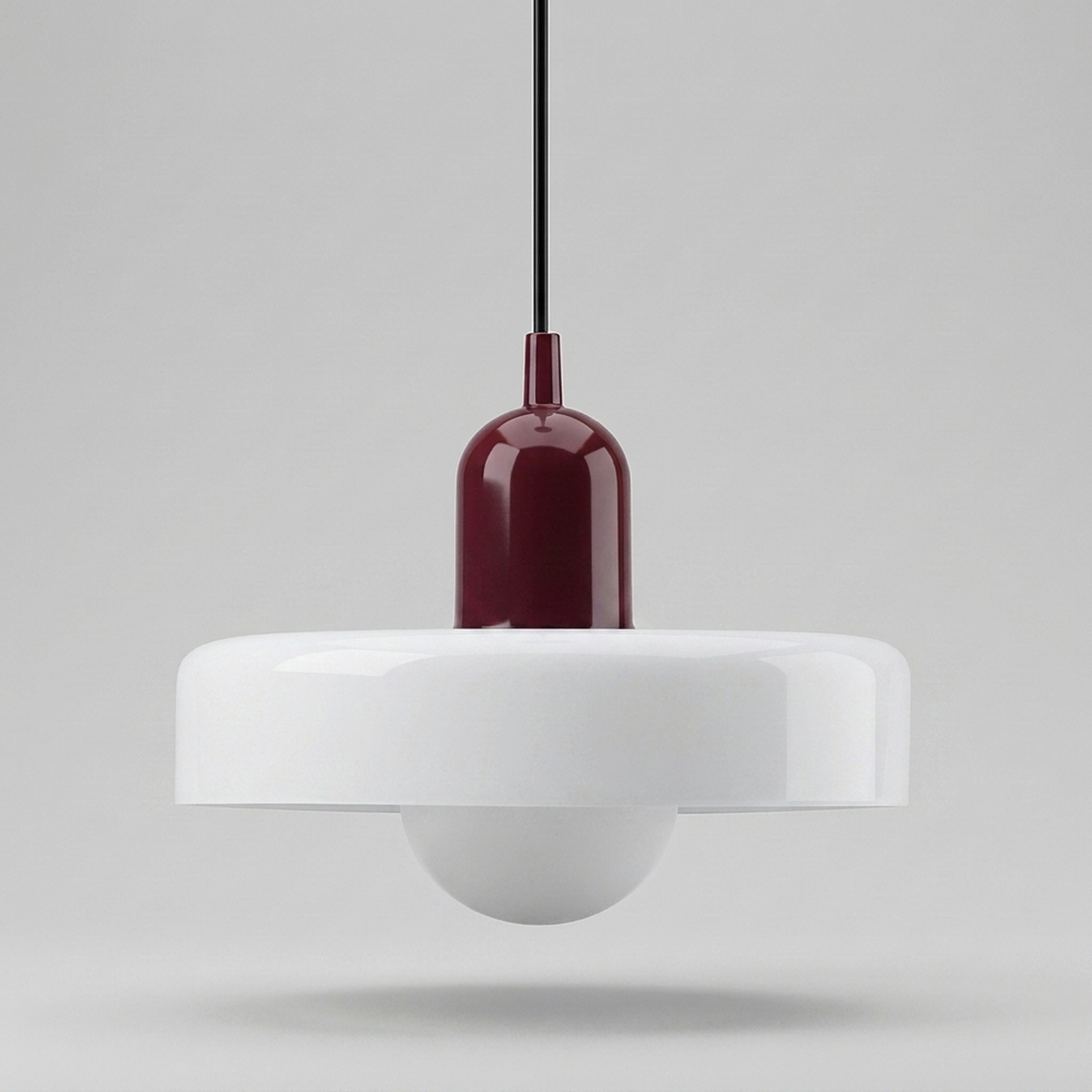 Luminária Pendente Nórdica branca e vinho em fundo neutro