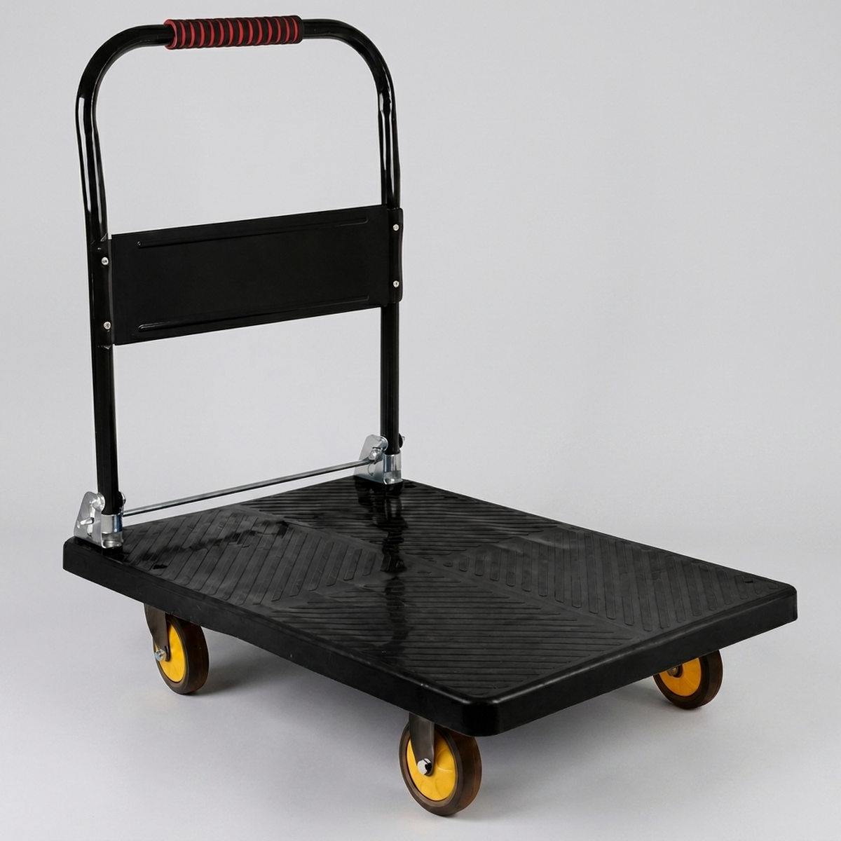 Carrinho plataforma de carga industrial dobrável 400kg - vista frontal em fundo neutro