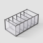 Organizador de gavetas em tecido para roupas íntimas com divisórias - vista frontal em fundo neutro