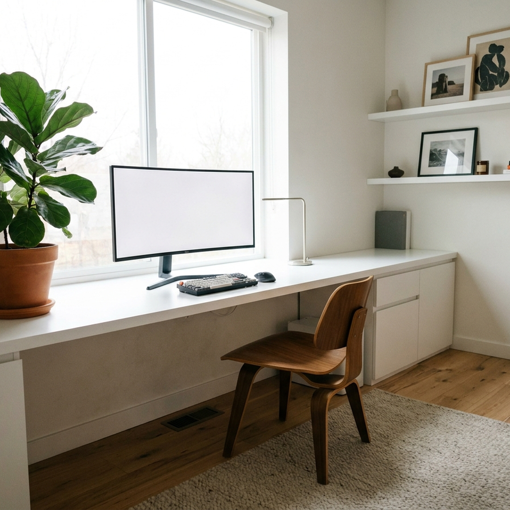 Mesa para Escritório Oring 230cm 6 Gavetas em fundo neutro