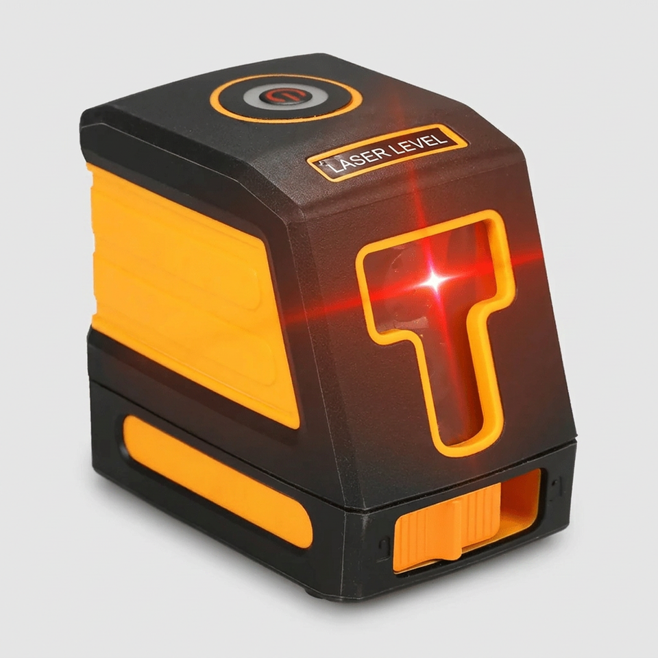 Nível a laser automático profissional à prova d'água com base magnética - vista frontal em fundo neutro