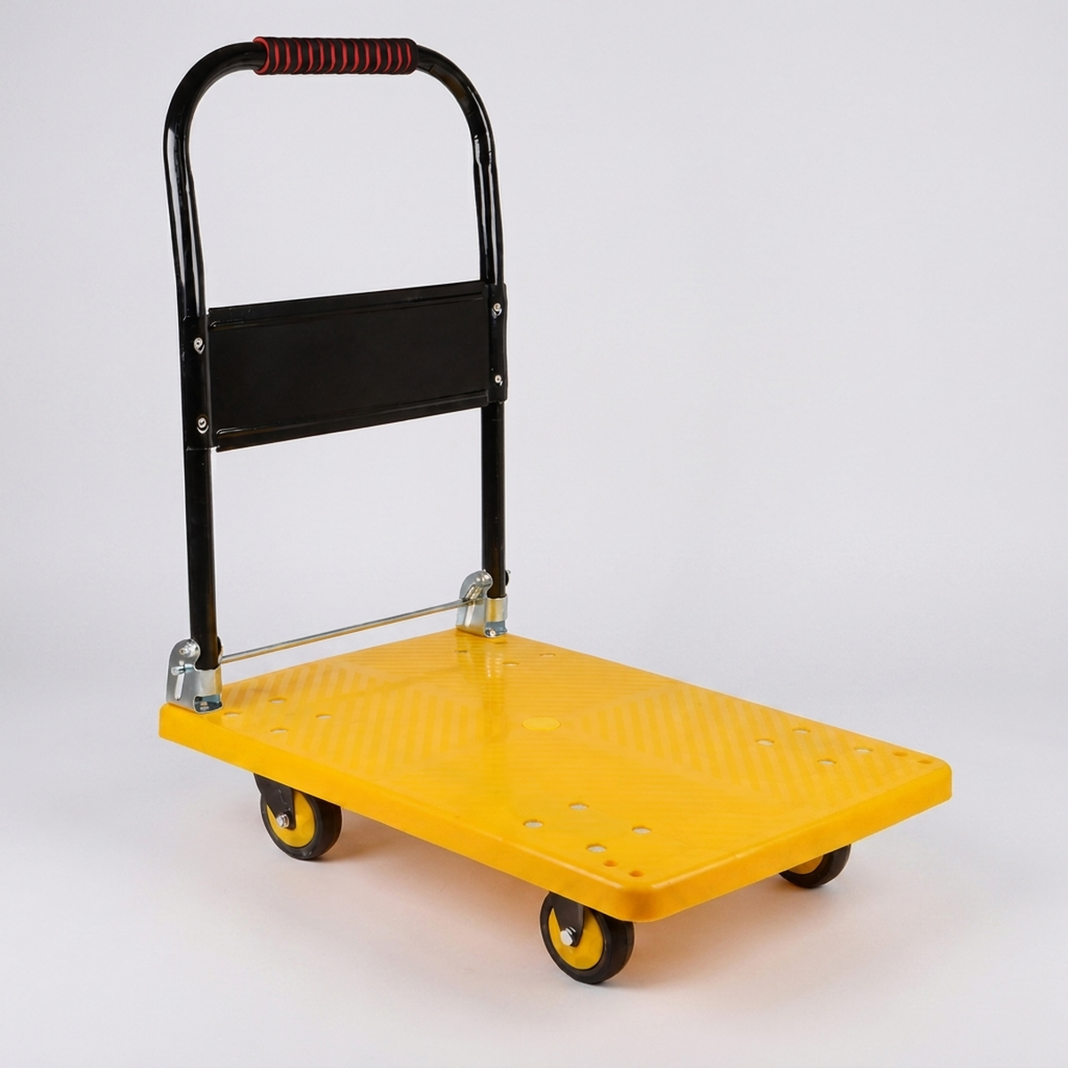 Carrinho plataforma de carga dobrável 150kg em aço carbono - vista frontal em fundo neutro