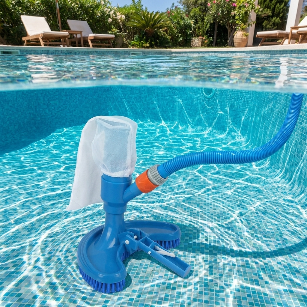 Aspirador de piscina Pool Cleaner em uso no fundo de piscina externa