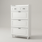Sapateira de Madeira MDF branco puro em fundo neutro