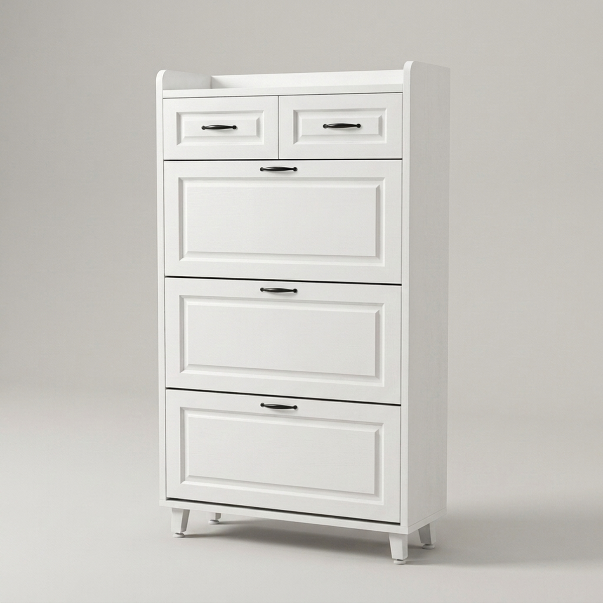 Sapateira de Madeira MDF branco puro em fundo neutro