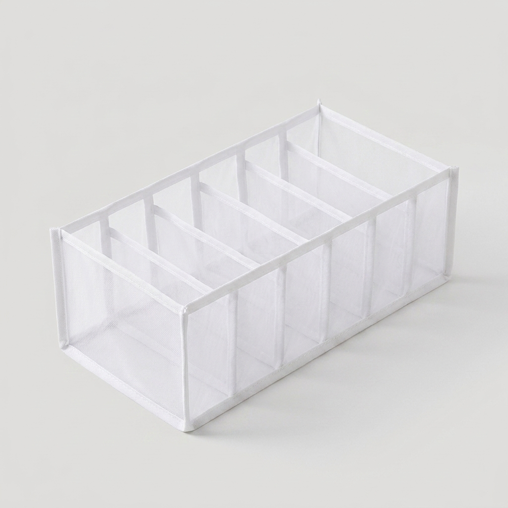 Organizador de Gavetas em tecido branco em fundo neutro