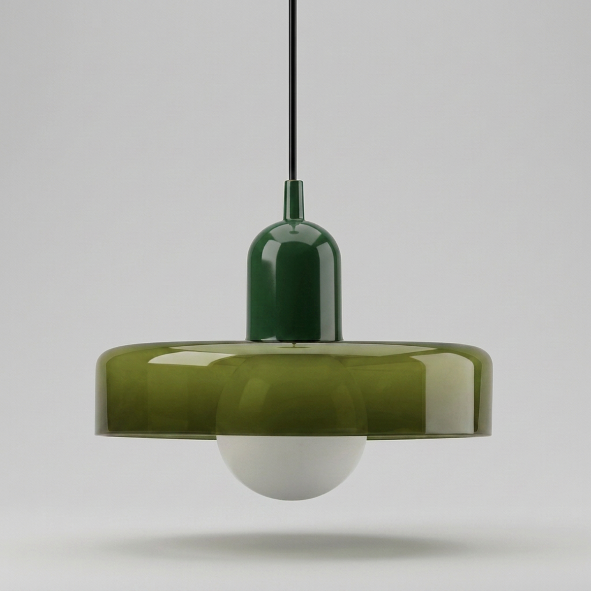 Luminária Pendente Nórdica verde e verde em fundo neutro