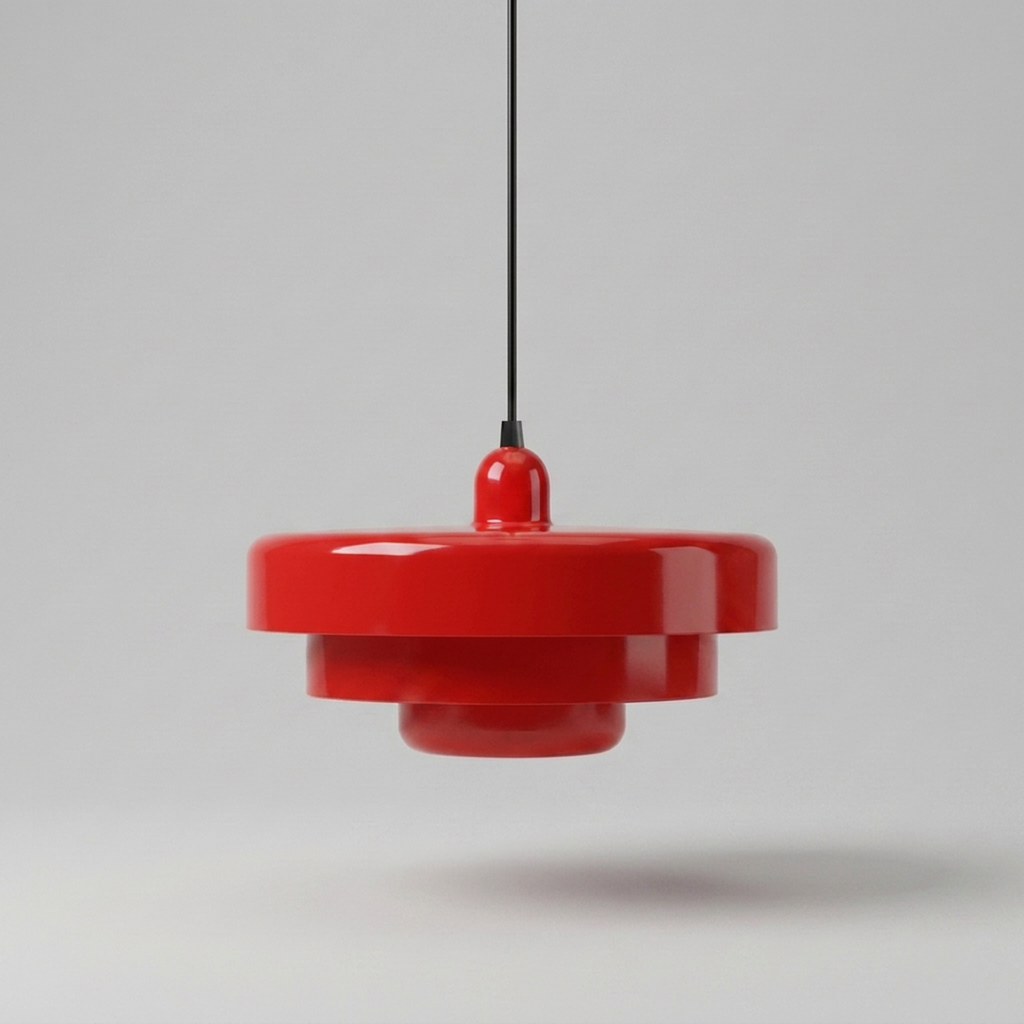 Pendente Retrô Urban Loft vermelho em fundo neutro