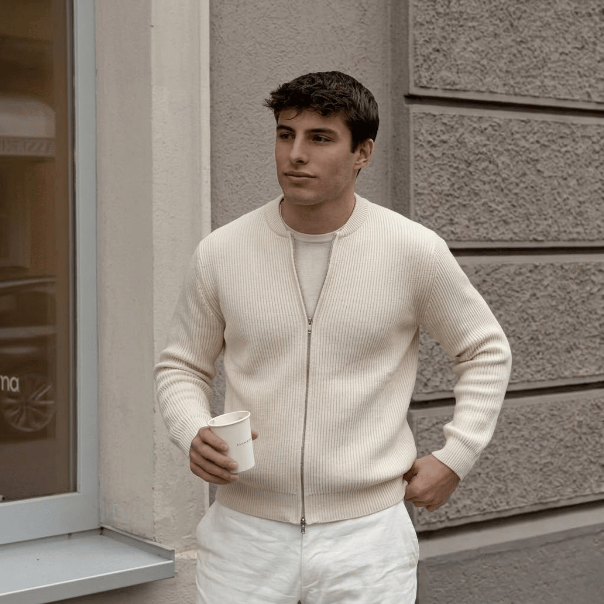 Jaqueta Cardigan de Tricot com Zíper
