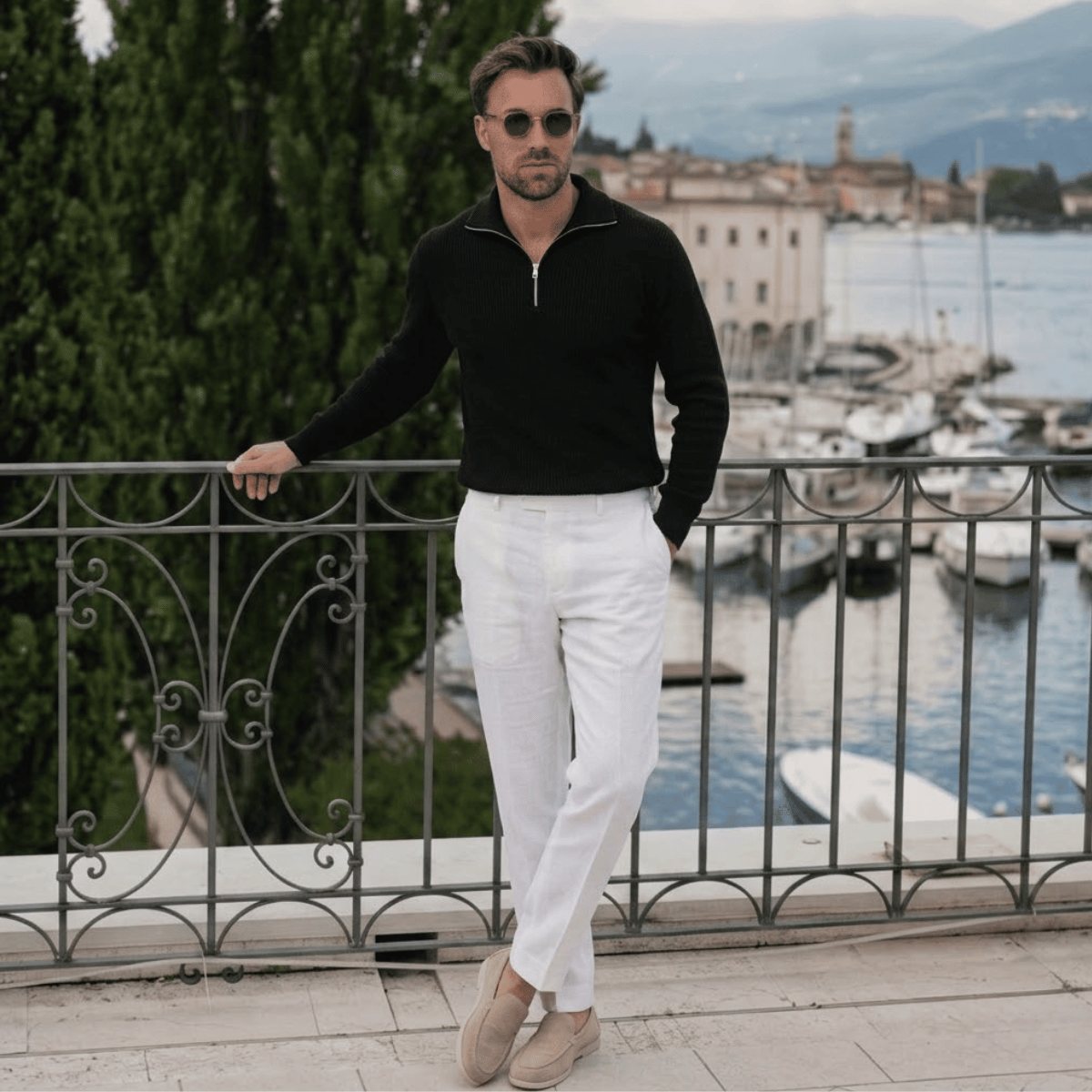 Conjunto Jaqueta Cacharrel Masculina com Zíper + Mocassim Loafer de Camurça