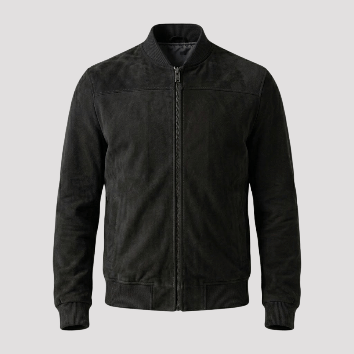 Jaqueta Bomber Masculina de Camurça com Ziper