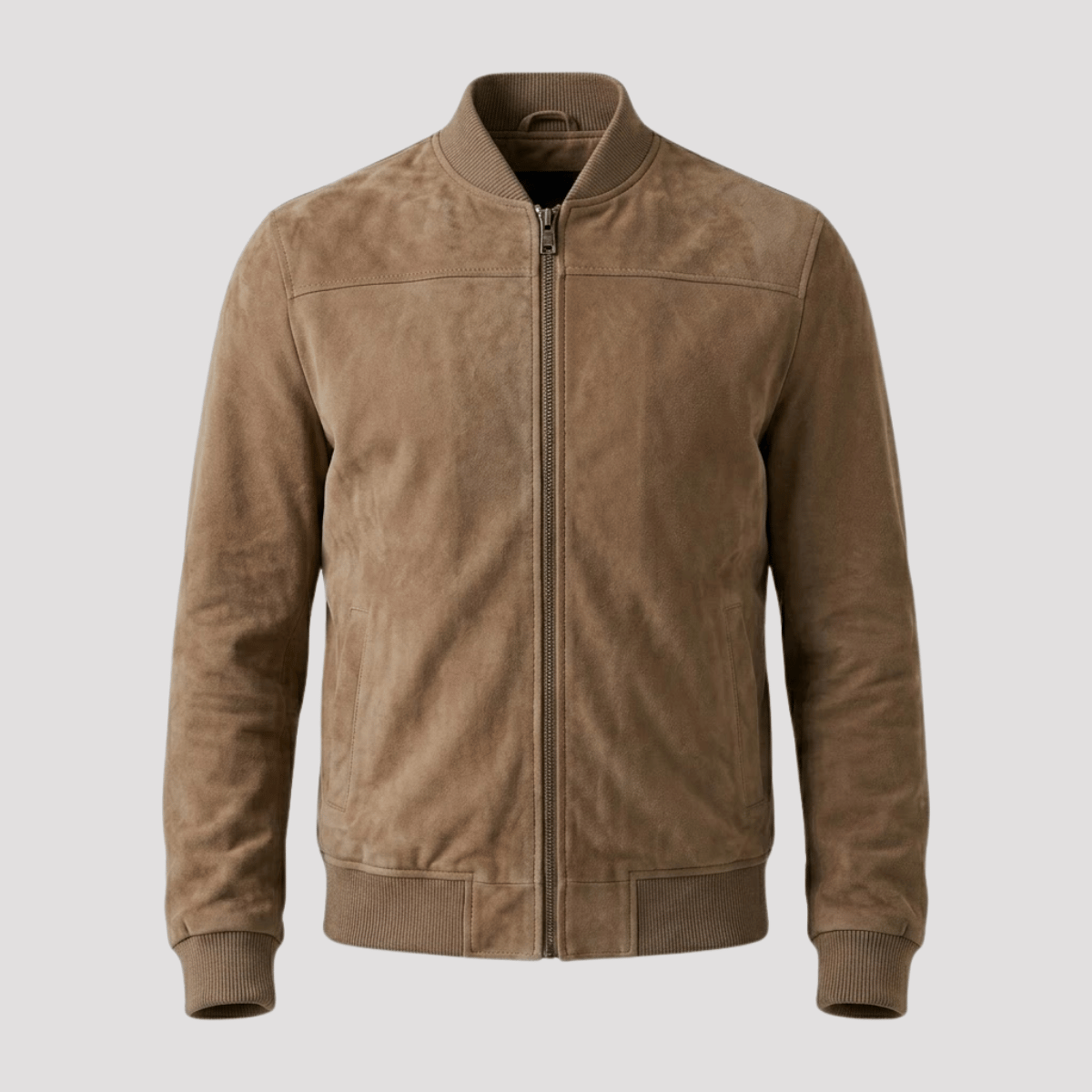 Jaqueta Bomber Masculina de Camurça com Ziper
