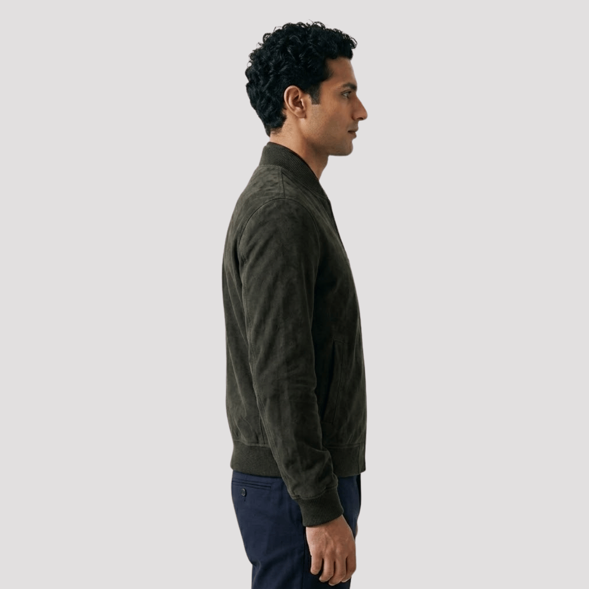 Jaqueta Bomber Masculina de Camurça com Ziper
