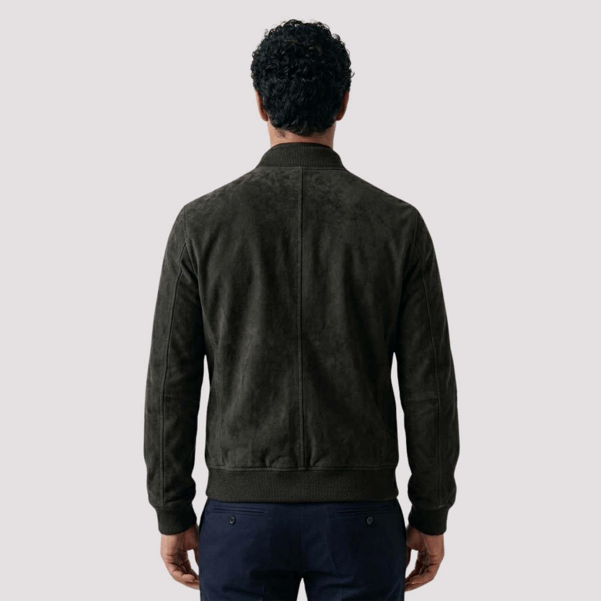 Jaqueta Bomber Masculina de Camurça com Ziper