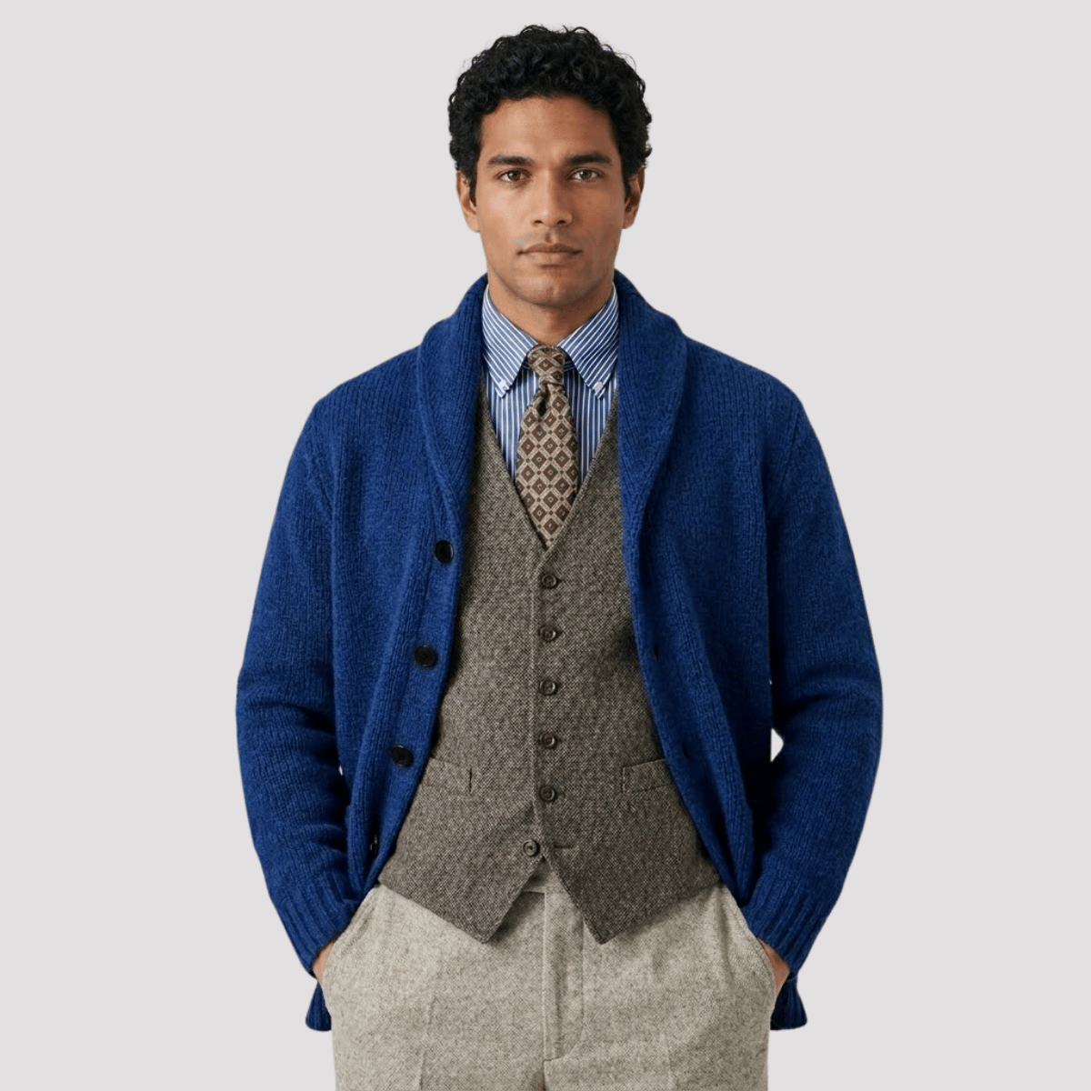 Cardigan Masculino de Tricot com Botão