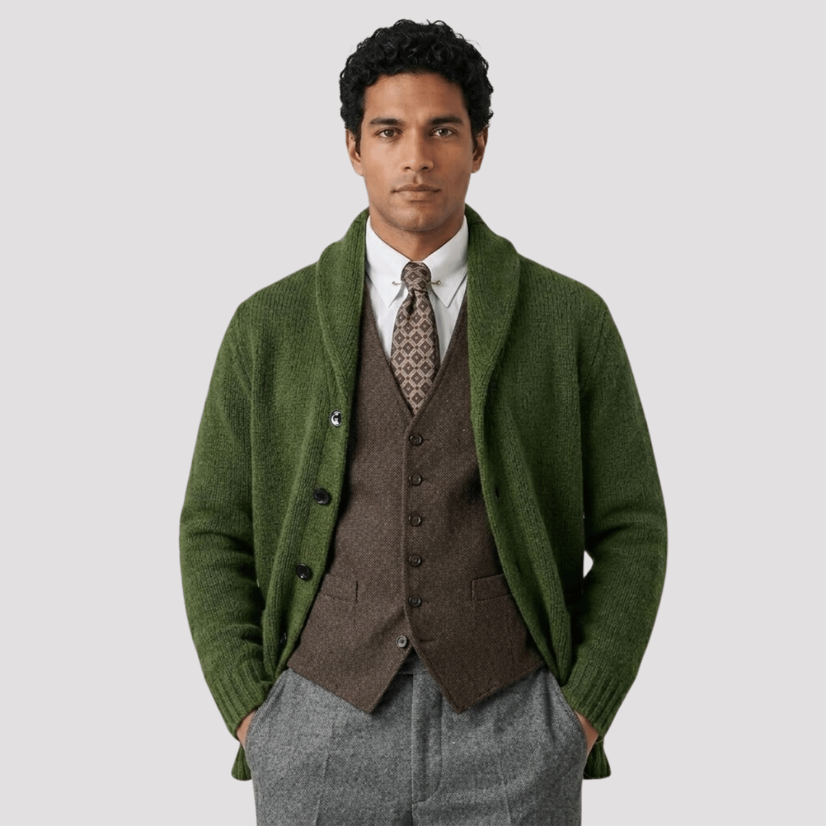 Cardigan Masculino de Tricot com Botão