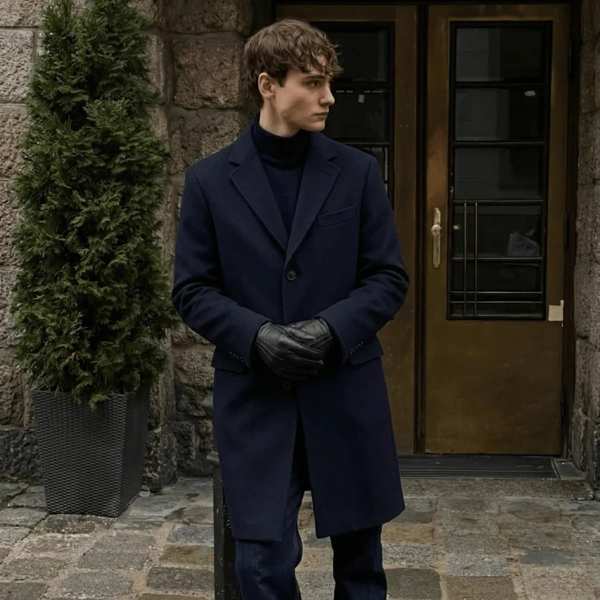 Sobretudo Masculino Longo Elegante
