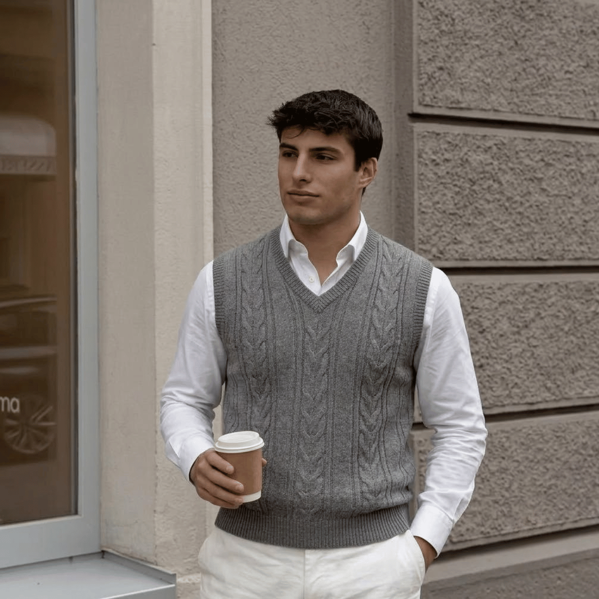 Colete Masculino de Tricot em Lã