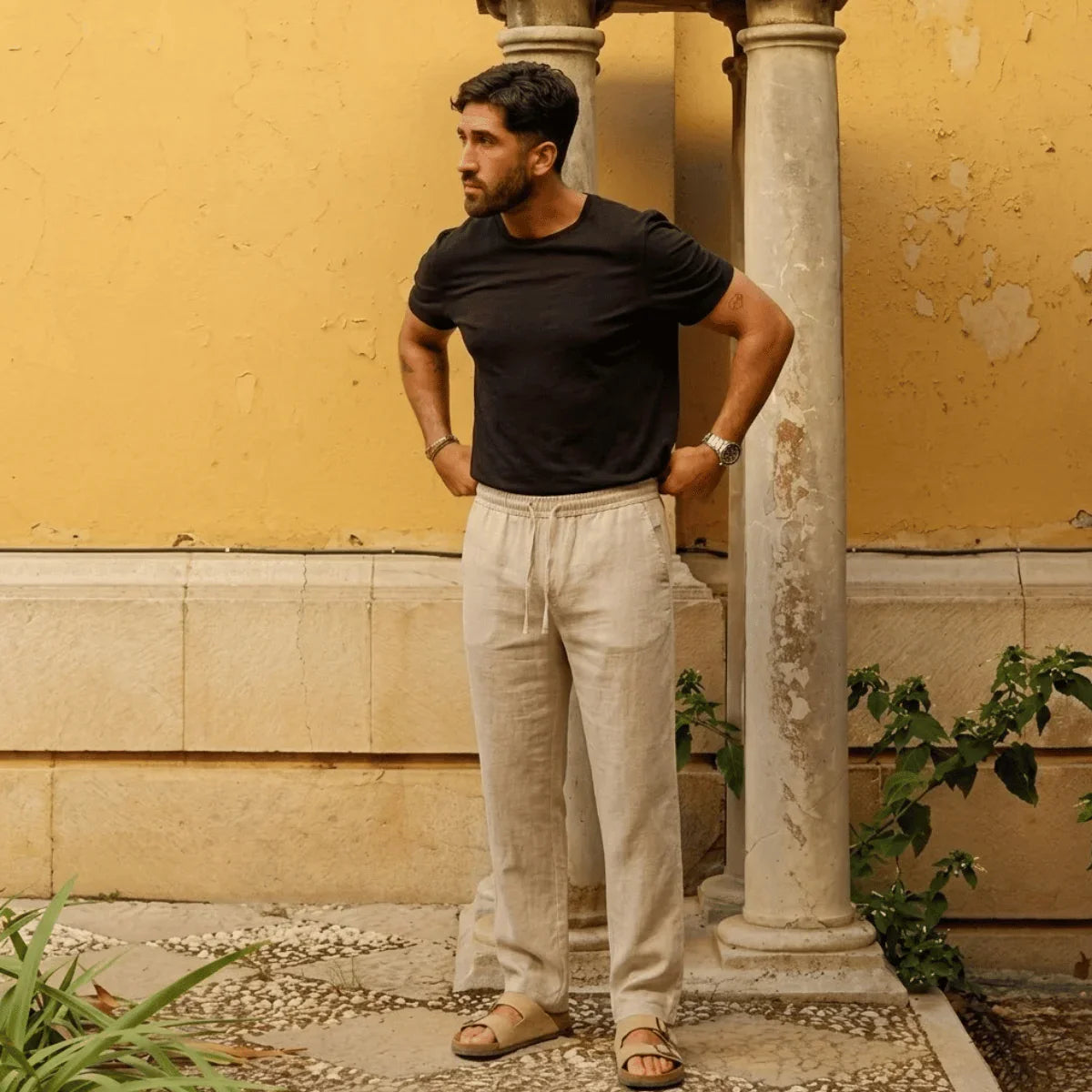 Calça de linho Masculina reta
