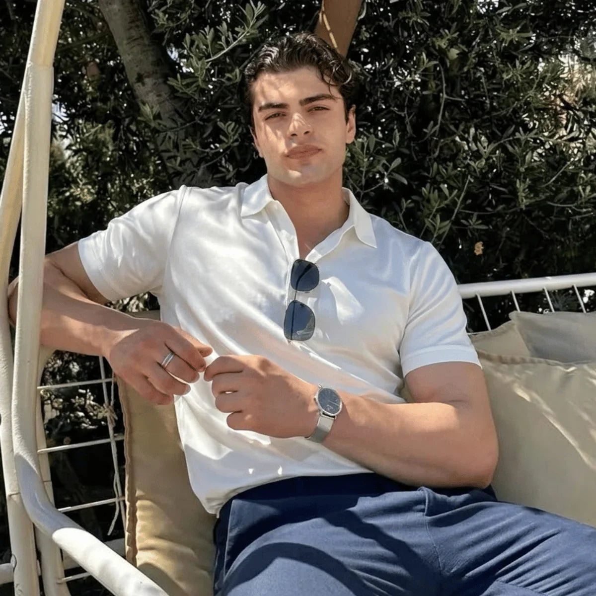 Camisa Polo Masculina em Seda