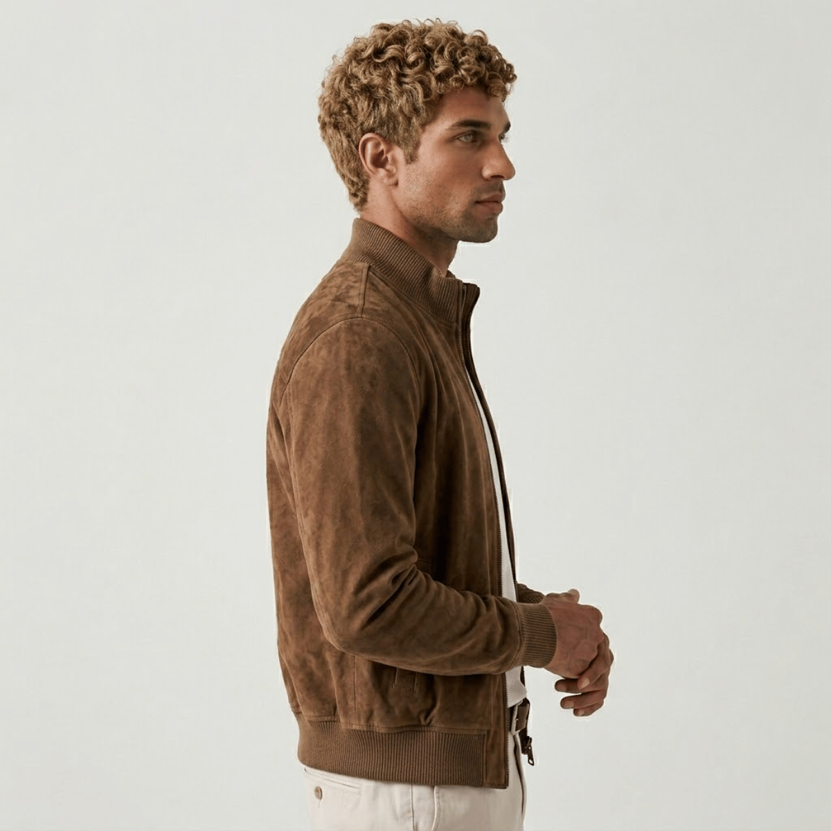 Jaqueta de Camurça Masculina com Ziper