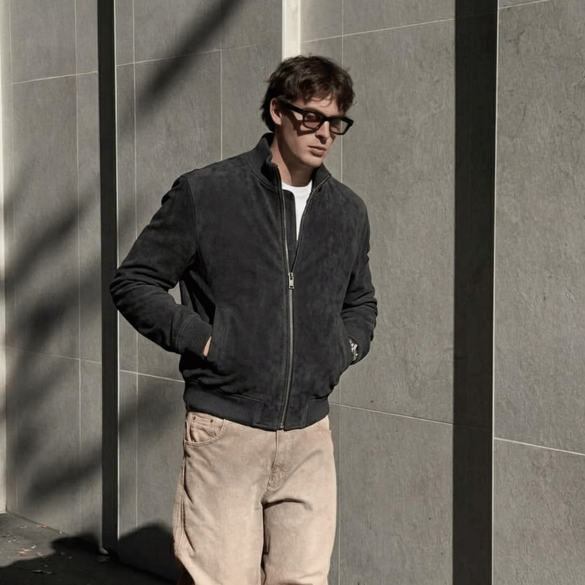 Jaqueta de Camurça Masculina com Ziper