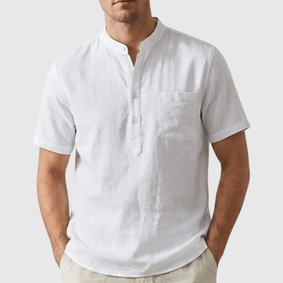 Camisa Henley Masculina com Bolso