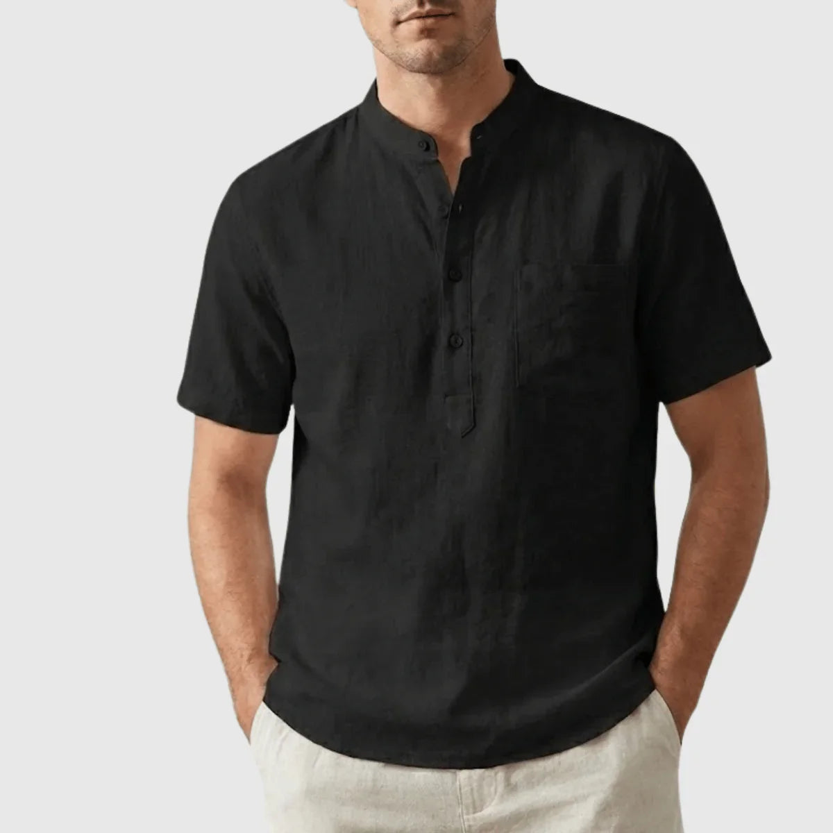 Camisa Henley Masculina com Bolso