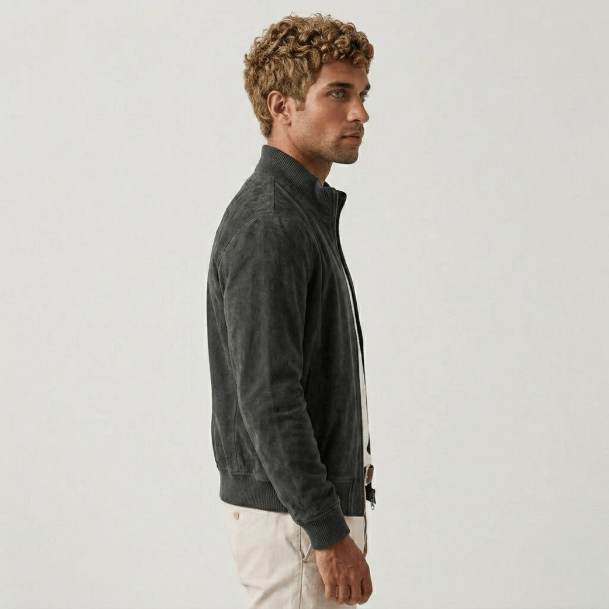 Jaqueta de Camurça Masculina com Ziper