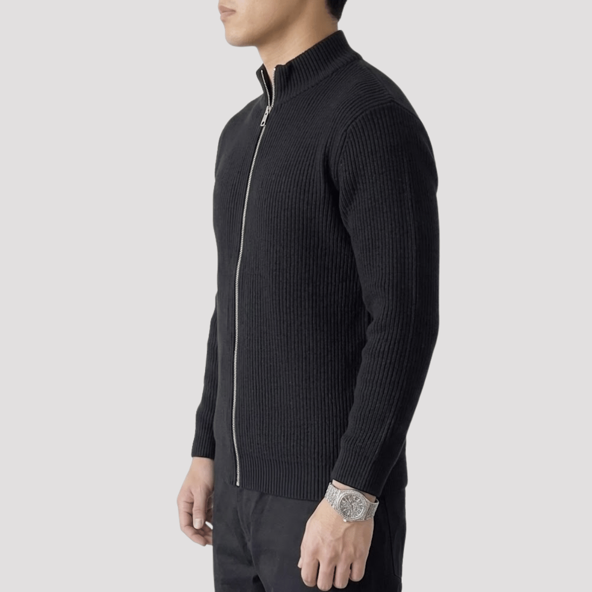 Jaqueta Cardigan de Tricot com Zíper