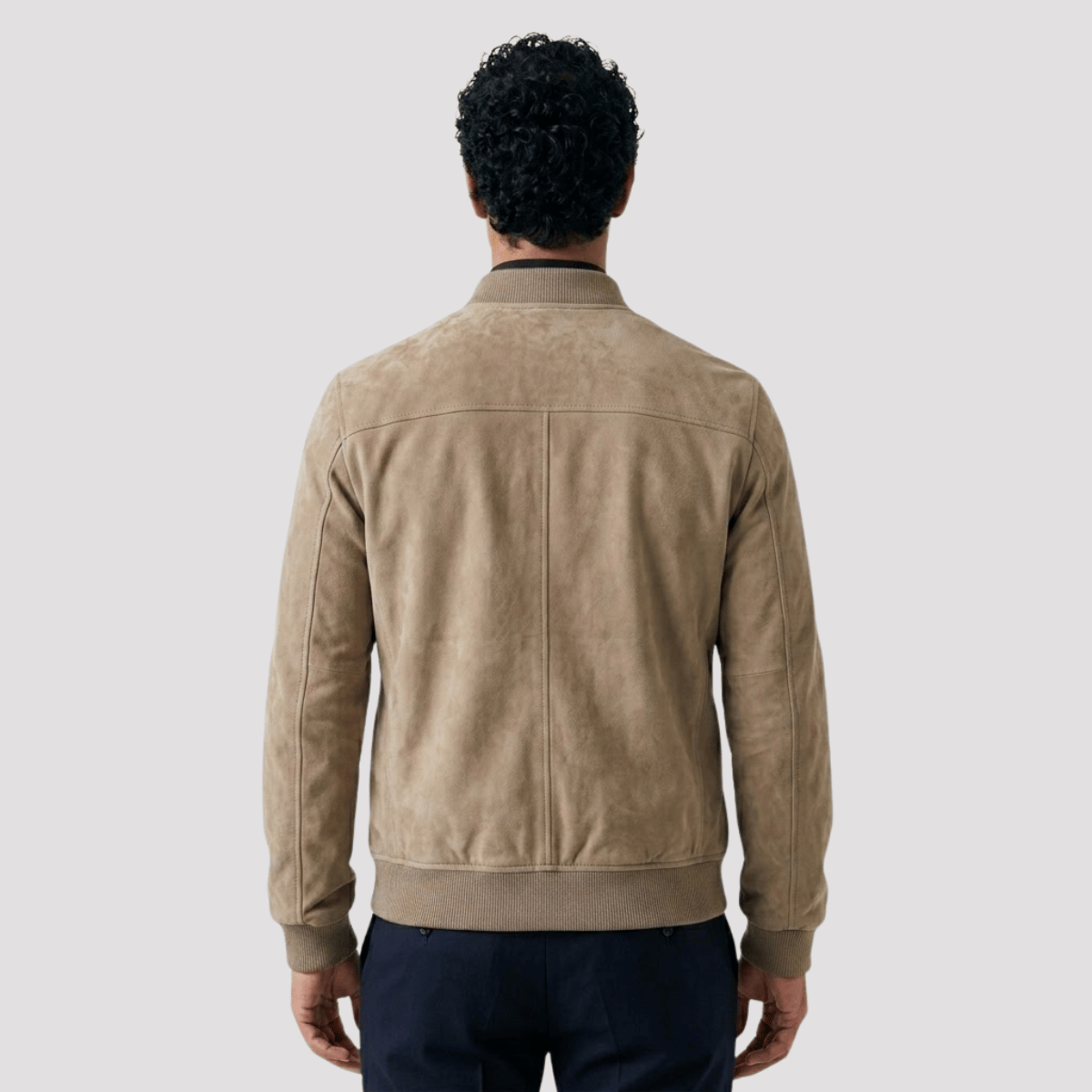 Jaqueta Bomber Masculina de Camurça com Ziper