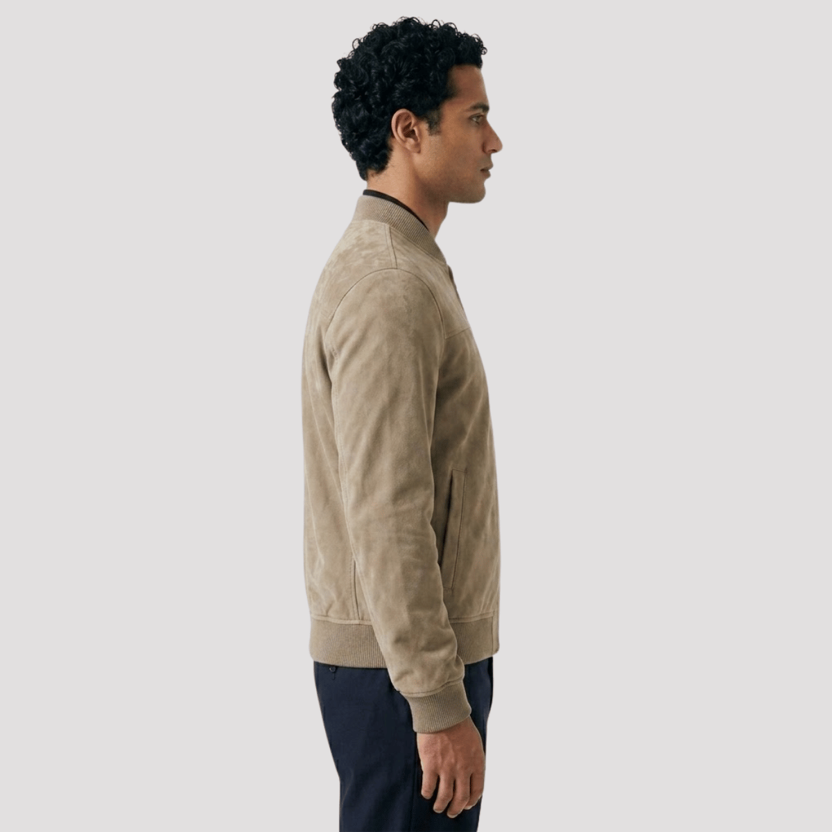 Jaqueta Bomber Masculina de Camurça com Ziper
