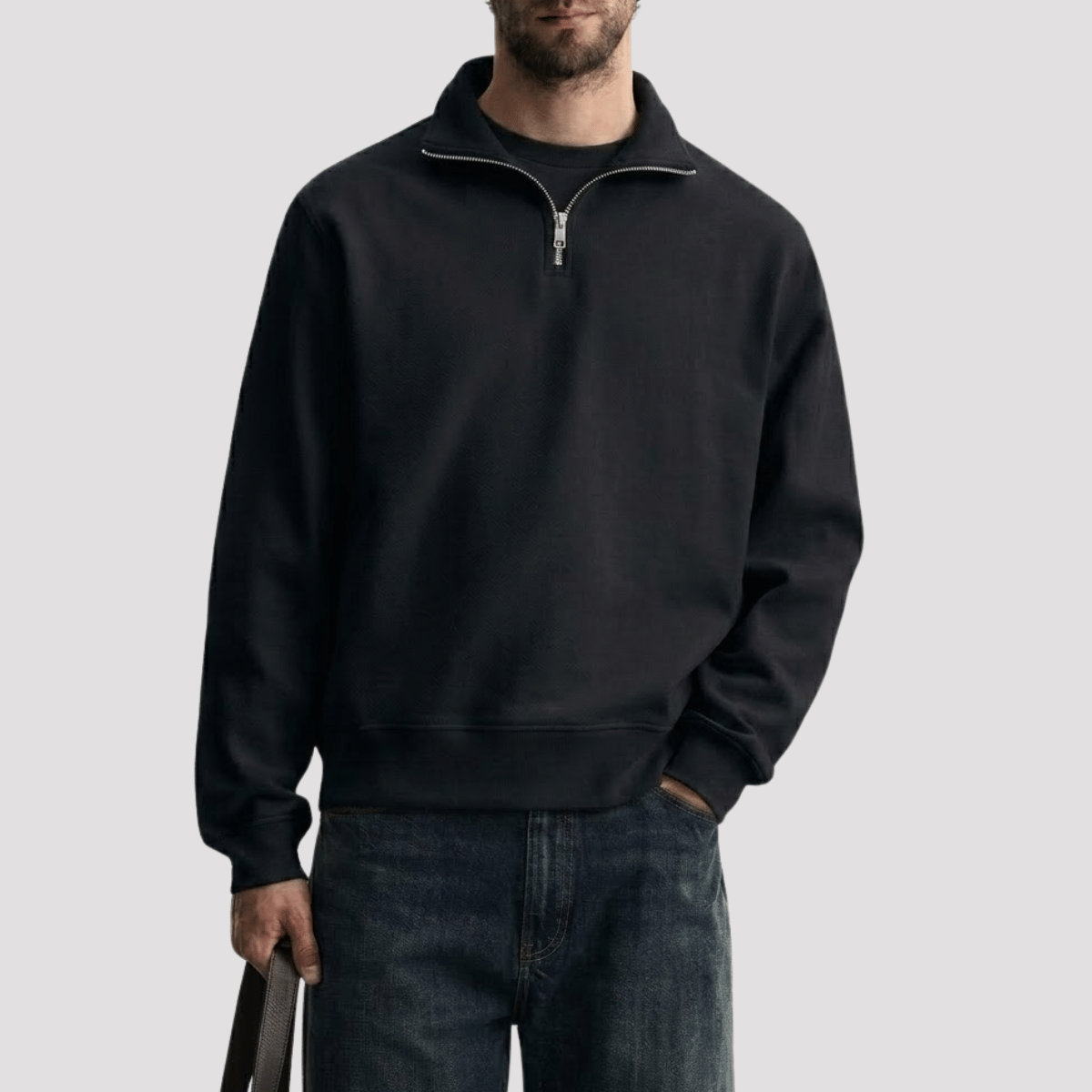 Suéter Quarter Zíp Masculino Liso