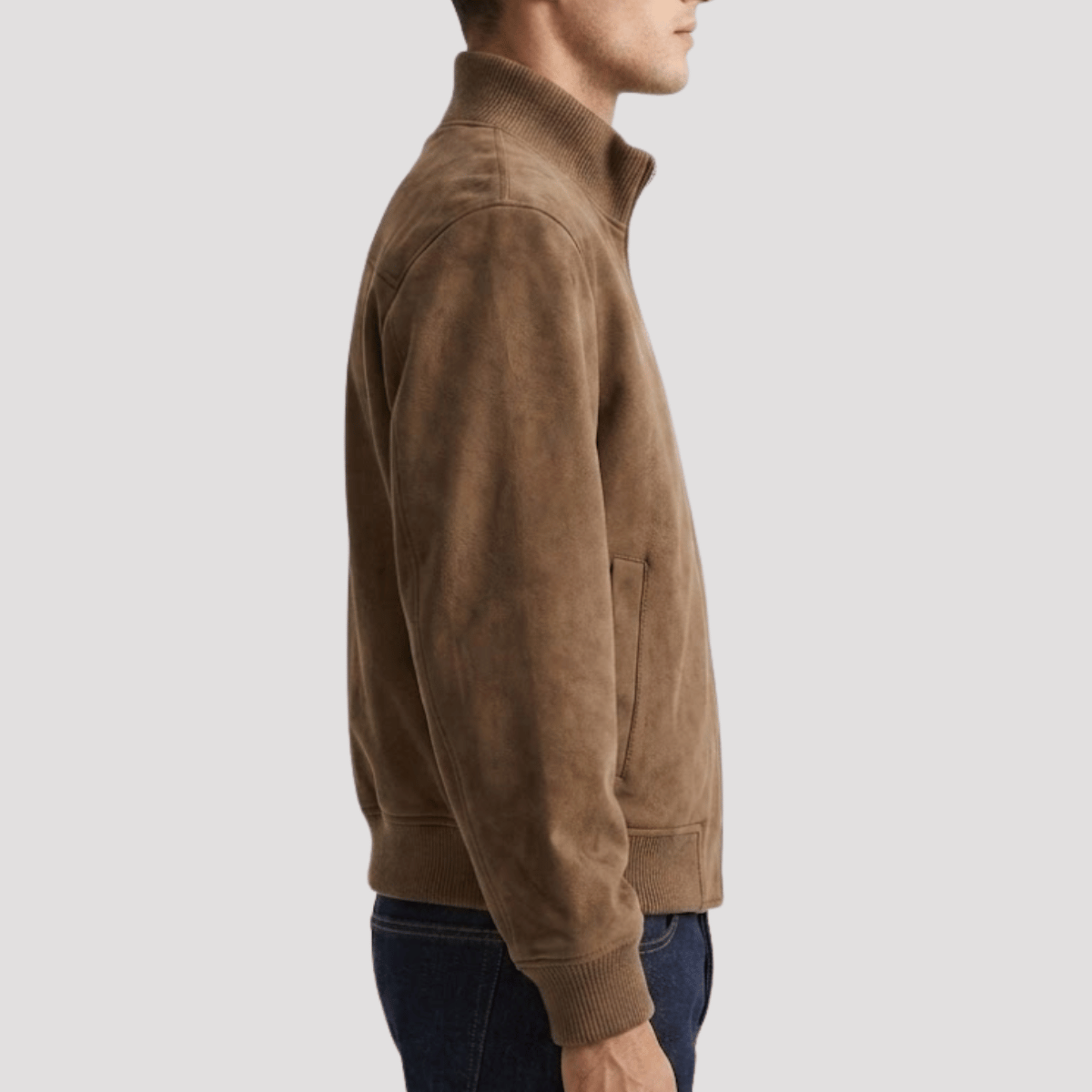 Jaqueta Masculina de Camurça com Ziper