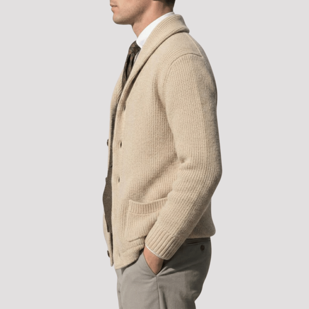 Cardigan Masculino Tricot Flanelado